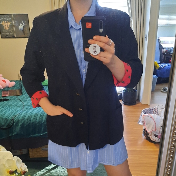 Jackets & Blazers - Black blazer with red printed lining sz M